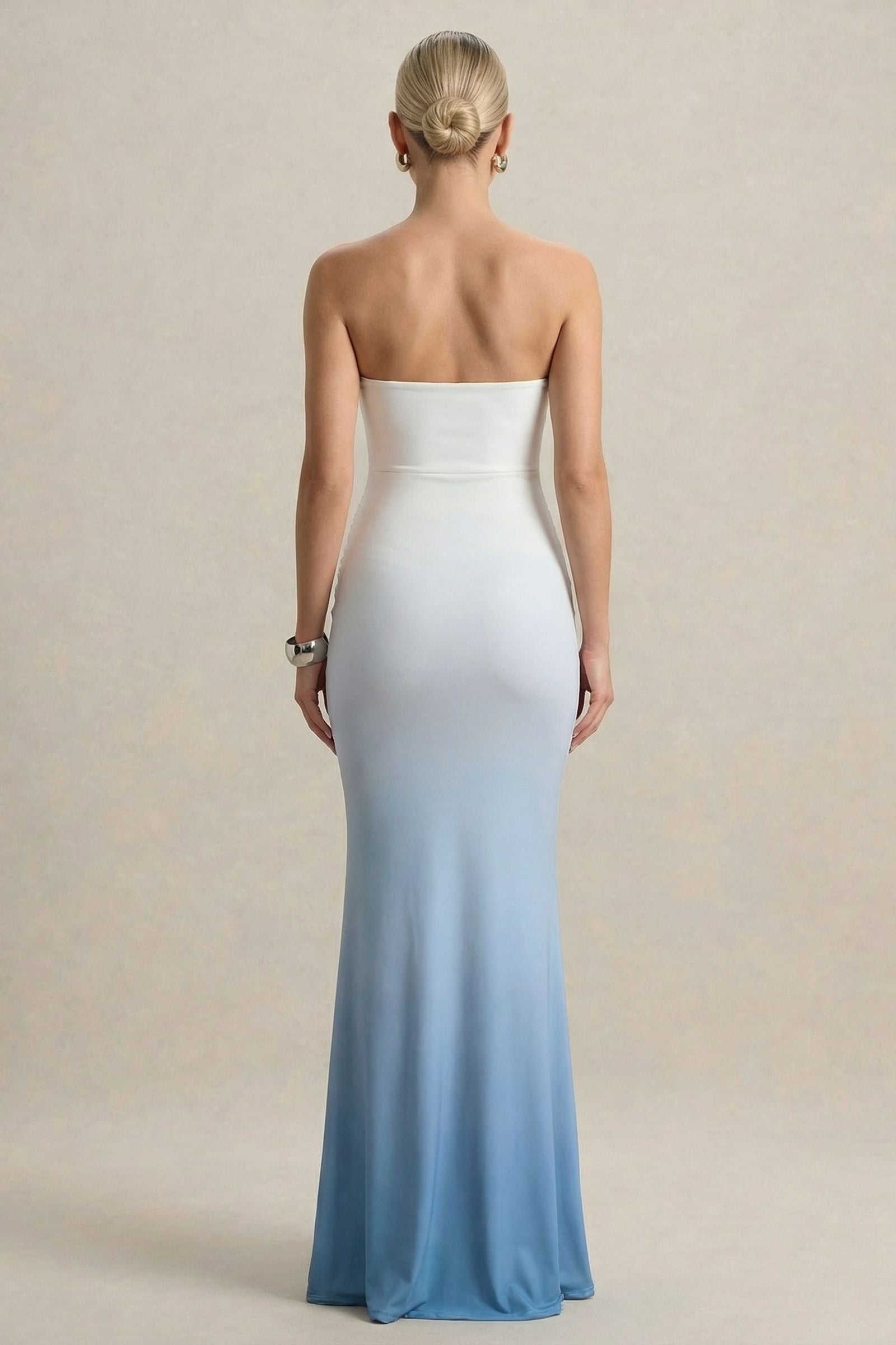 Soraya | Blue Ombre Strapless Maternity Maxi Dress