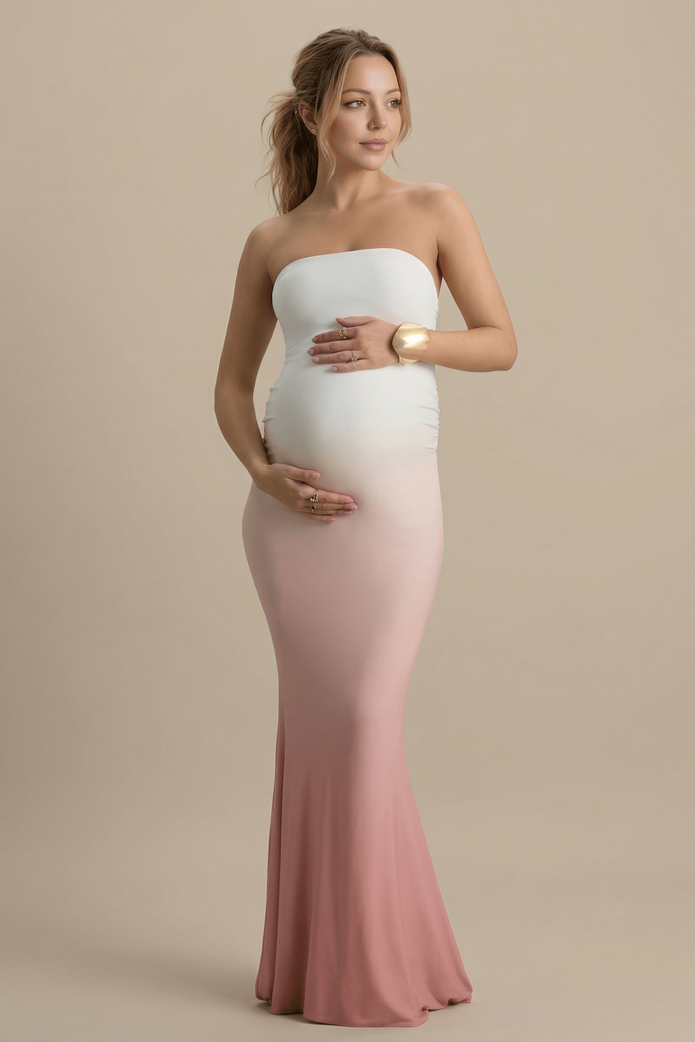 Soraya | Pink Ombre Strapless Maternity Maxi Dress - Belly & Beyond