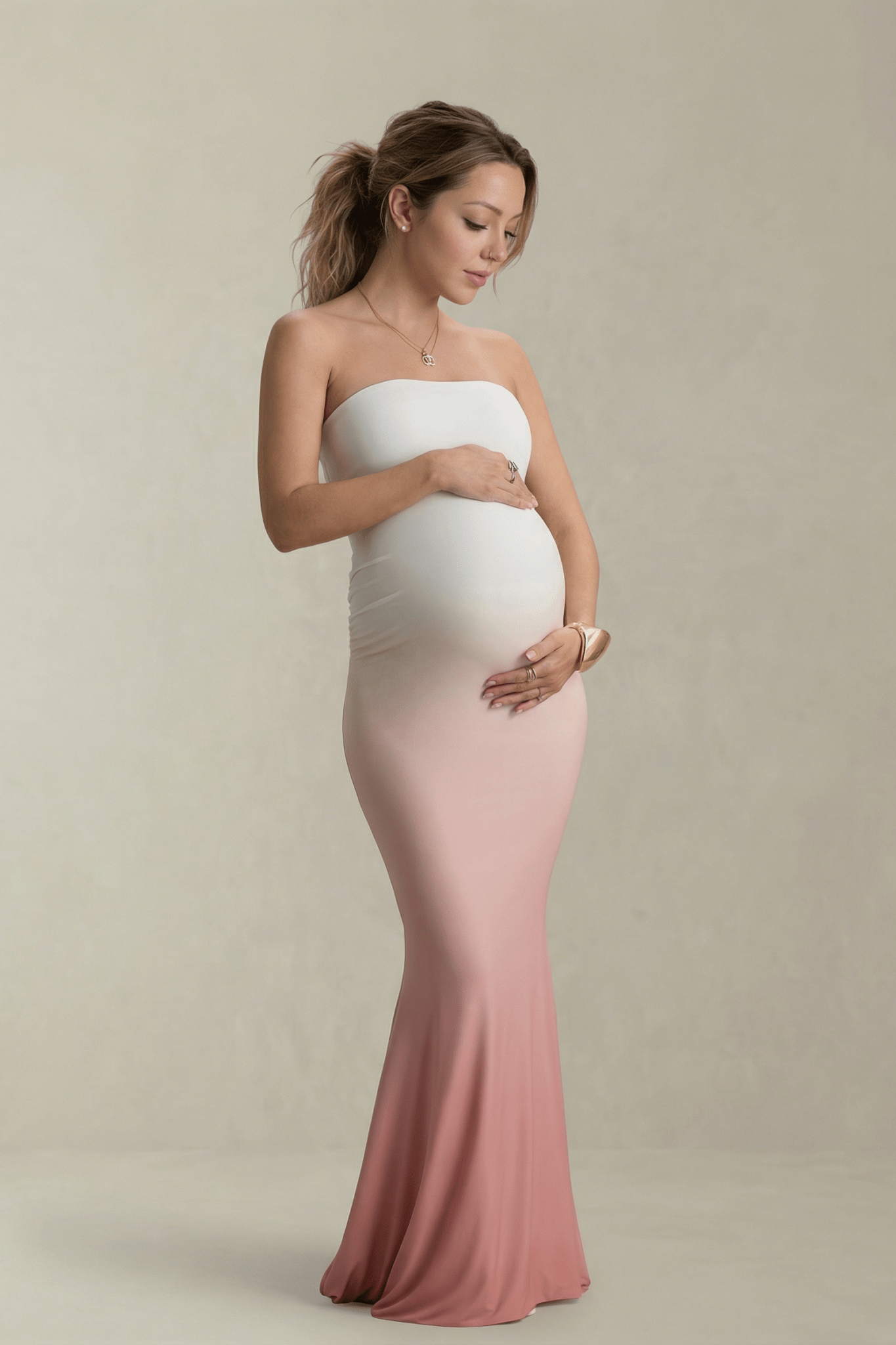 Soraya | Pink Ombre Strapless Maternity Maxi Dress - Belly & Beyond