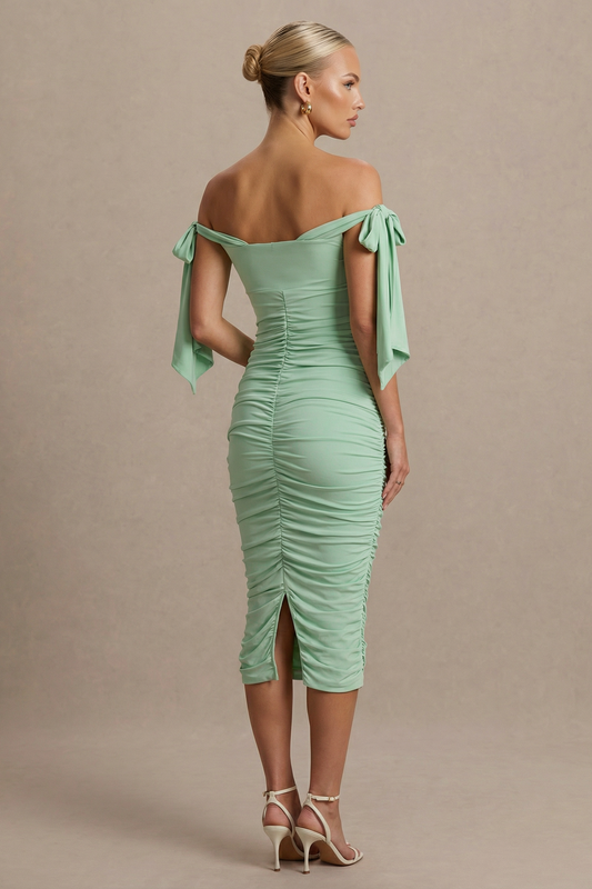 verdelle_light_green_bardot_maternity_midi_dress_with_bow_sleeves_back